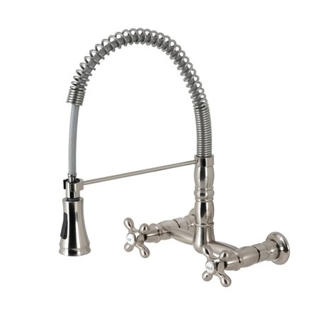 GOURMETIER Heritage 2-Handle Wall-Mount Pull-Down Sprayer Kitchen Faucet, Nickel GS1248AX